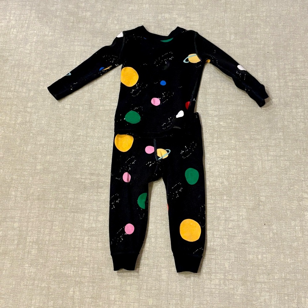 Hanna Andersson Black cotton Pajama 2pc Set planets space baby toddler 24m 2T